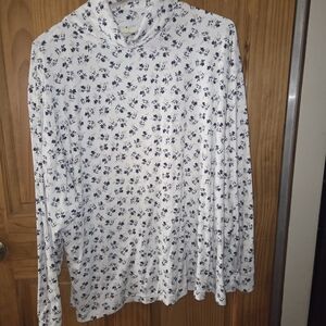 Floral Long Sleeve Top - White and Black